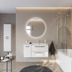 Cezares Тумба с раковиной Eco Cer-N 100-1 R bianco lucido CZR-8095-100-R ручки серые – фотография-4