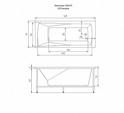 Aquatika Акриловая ванна H2O Авентура Standart 160x70 cм – фотография-2