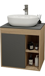 Teymi Тумба с раковиной Nura 70 дуб эврика/графит матовый T60530 раковина T50208 – фотография-1