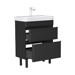 Equil Тумба с раковиной Eltoro 70 2 ящика напольная черный софт – фотография-2