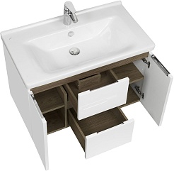 Акватон Тумба с раковиной Рене 80 белая/грецкий орех – фотография-3