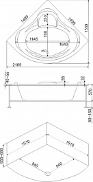 Bas Акриловая ванна Модена 150x150 с гидромассажем – фотография-4