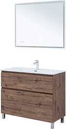 Aquanet Мебель для ванной Алвита New 100 Flat дуб веллингтон табак – фотография-2