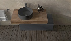 Jorno Тумба с раковиной Modulare 100 подвесная антрацит столешница трюфель – фотография-9
