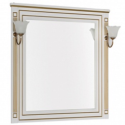 Aquanet Зеркало Паола 90 белое/патина золото (186108) – фотография-1