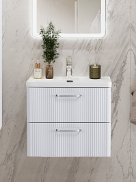 BelBagno Тумба с раковиной Due 50 подвесная Bianco Lucido ручки Хром полированный – фотография-17