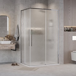 Grossman  Душевой уголок Galaxy 100x80x195 профиль хром стекло шиншилла – фотография-3