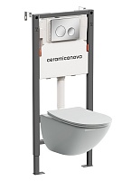 Ceramicanova Подвесной унитаз Mono Rimless с системой инсталляции Balance кнопка Circle хром глянцевый