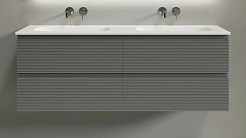 Sancos Тумба с раковиной Folk 140 ergraut soft раковина Grace 141 с двумя чашами CN7022wx – фотография-1