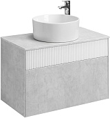 Акватон Тумба с раковиной Марбл 80 Mila 40 подвесная слэйт/белая матовая