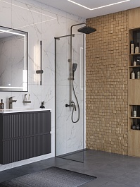 BelBagno Душевая перегородка Uno UNO-L-1-TB-70-C-GM 70x200 профиль оружейная сталь стекло прозрачное – фотография-2