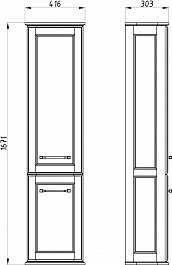 ASB-Woodline Шкаф пенал Венеция 40 R подвесной белый патина серебро – фотография-9