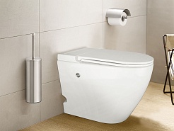 Azario Унитаз приставной AZ102 импульсный безободковый с сиденьем микролифт белый – фотография-2