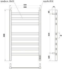 Point Полотенцесушитель электрический Селена П8 500x800 PN16858GR графит – фотография-3