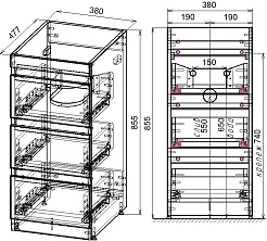 Style Line Тумба с раковиной под стиральную машину Даллас 100 L 3 ящика Люкс Plus серая – фотография-12