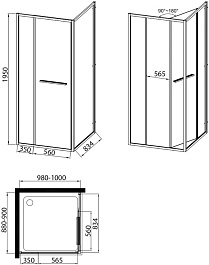 Vincea Душевой уголок Alpha 100x90 VSRW-3AL9010CLB профиль черный стекло прозрачное – фотография-8