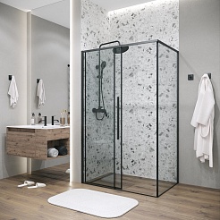 Grossman  Душевой уголок Galaxy 100x80x195 профиль черный матовый стекло прозрачное – фотография-9