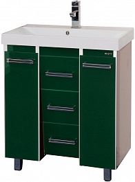 Misty Тумба с раковиной Джулия QVATRO 75 конус, 3 ящика, зеленая – фотография-1