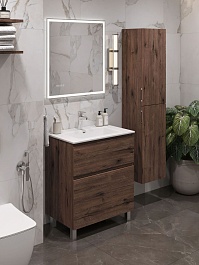 Aquanet Тумба с раковиной Алвита New 70 Flat дуб веллингтон табак – фотография-9