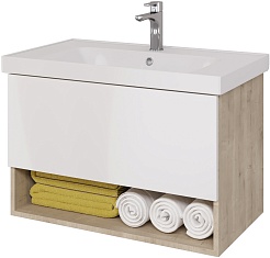Dreja Мебель для ванной Perfecto 90 подвесная белая/дуб эврика – фотография-5