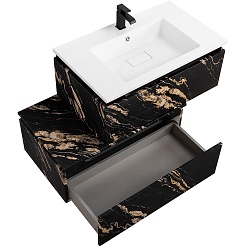 Cezares Тумба с раковиной Slider 80 с 2 ящиками подвесная чёрный фьюжн – фотография-3