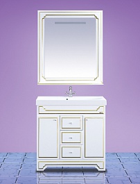 Misty Зеркало для ванной Praga 90 белая патина – фотография-2