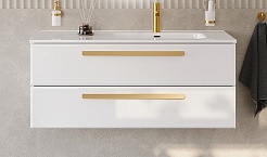 BelBagno Мебель для ванной Eco Cer-N 120 R bianco lucido ручки сатиновое золото – фотография-2