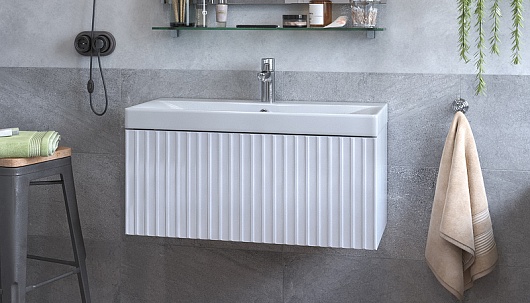 Velvex Тумба с раковиной Compo 80.1Y белый глянец – картинка-3