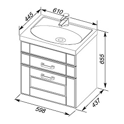 Aquanet Тумба с раковиной "Рондо 60" белый антик (2 ящика) – фотография-10