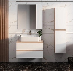 Onika Тумба под раковину Алеста 80 подвесная белая/камень светлый – фотография-4