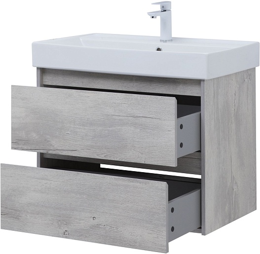 Aquanet Тумба с раковиной Nova Lite 75 подвесная дуб белый – фотография-8