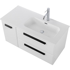 Cezares Тумба с раковиной Eco Cer-N 100-1 R bianco lucido CZR-8095-100-R ручки матовые чёрные – фотография-4