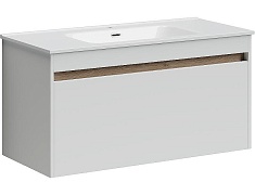 Sancos Тумба с раковиной Smart 100 белый глянец раковина Element 101 CN7003
