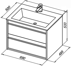 Aquanet Тумба под раковину Lino 70 подвесная дуб веллингтон – фотография-7