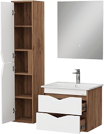 Onika Шкаф пенал Трианта 30 подвесной белый/дуб крафт золотой  – фотография-8