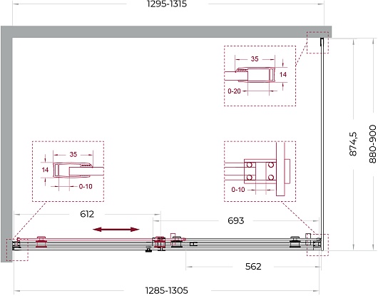 BelBagno Душевой уголок Soft Close-2 SOFT_CLOSE-2-AH-1-130/90-C-GM 130x90 профиль оружейная сталь стекло прозрачное – фотография-12