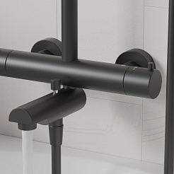 Paini Система душевая Cox 78YO687TH1KM с термостатом, верхним душем 200 мм, чёрный – фотография-7