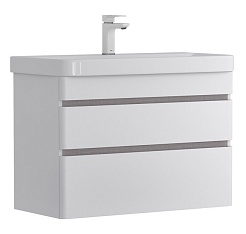 Equil Тумба с раковиной Soldi 80 2 ящика подвесная белый софт – фотография-1