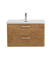 BelBagno Тумба с раковиной Due 80 подвесная Rovere Nature ручки Белые – фотография-2