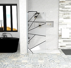 Ceruttispa Душевое ограждение Pick T120 профиль хром стекло матовое/прозрачное с рисунком – фотография-2