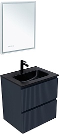 Aquanet Мебель для ванной с черной раковиной Джейн (Flat) 60 подвесная маренго матовый – фотография-1