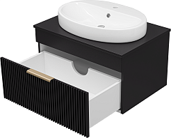 Brevita Тумба под раковину Enfida 70 подвесная черная – фотография-4