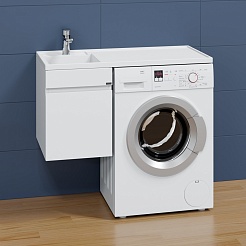 СанТа Мебель для ванной под стиральную машину Марс 100 L подвесная белая – фотография-4