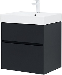 Aquanet Тумба под раковину Бруклин 60 подвесная черная матовая – фотография-5