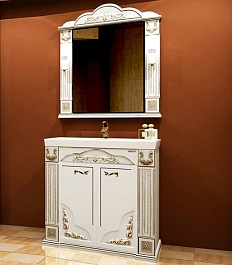 Misty Зеркало для ванной Барокко 100 белое патина – фотография-2