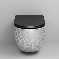 Grossman Унитаз подвесной Color GR-4411SBRS серебро/черный с текстурным узором – фотография-4