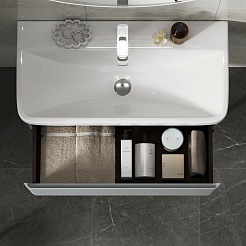 Equil Тумба с раковиной Elegante 80 1 ящик подвесная мэйджик/дуб голиано – фотография-6