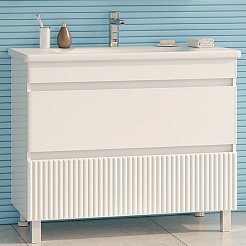 Misty Тумба с раковиной Мира 100 белая матовая – фотография-5