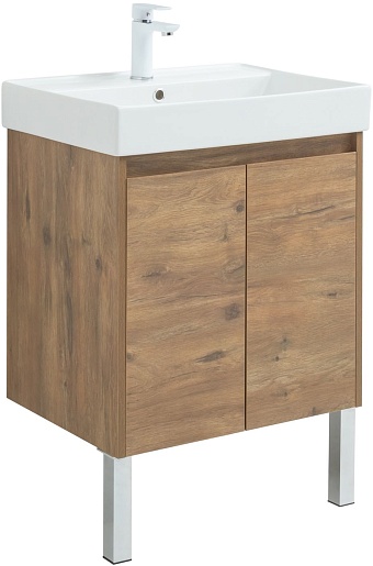 Aquanet Тумба под раковину Nova Lite 60 2 дверцы подвесная дуб рустикальный – фотография-6