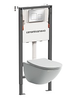 Ceramicanova Подвесной унитаз Mono Rimless с системой инсталляции Balance кнопка Square хром глянцевый